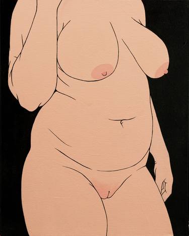 Dina / beautiful woman nude / minimal acrylic art / body positive thumb