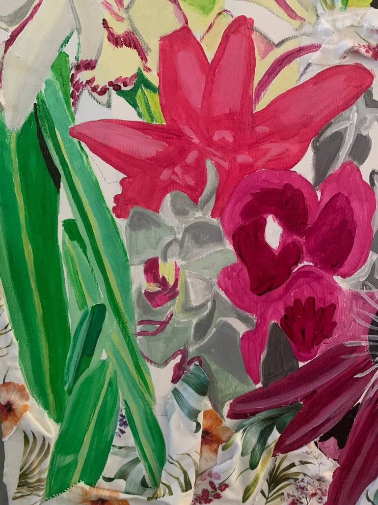 Original Abstract Floral Mixed Media by Szabo Eszter