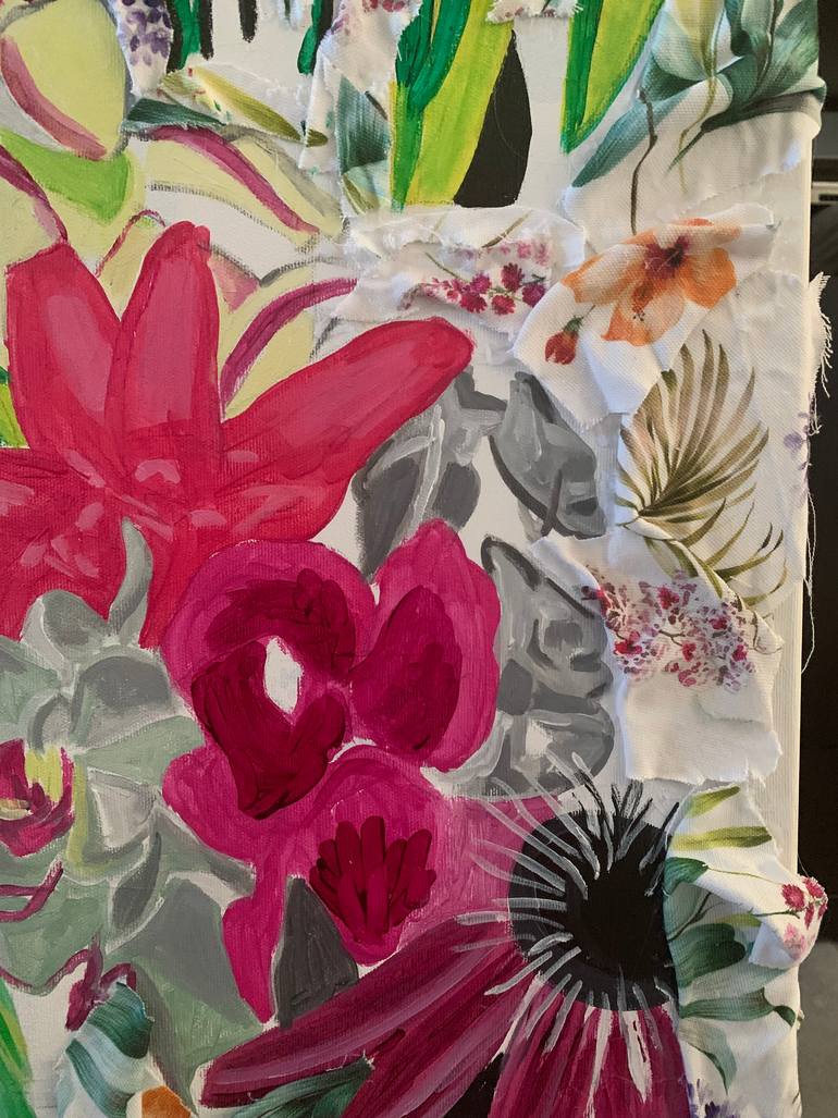 Original Abstract Floral Mixed Media by Szabo Eszter