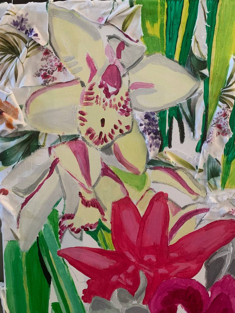 Original Abstract Floral Mixed Media by Szabo Eszter