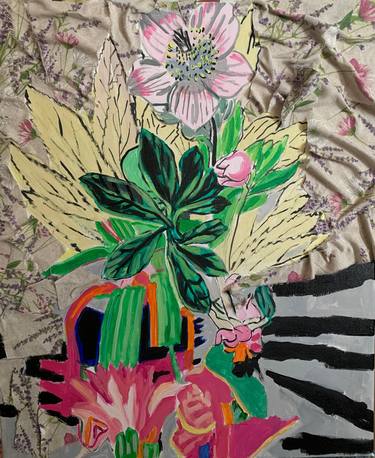 Print of Abstract Floral Mixed Media by Szabo Eszter