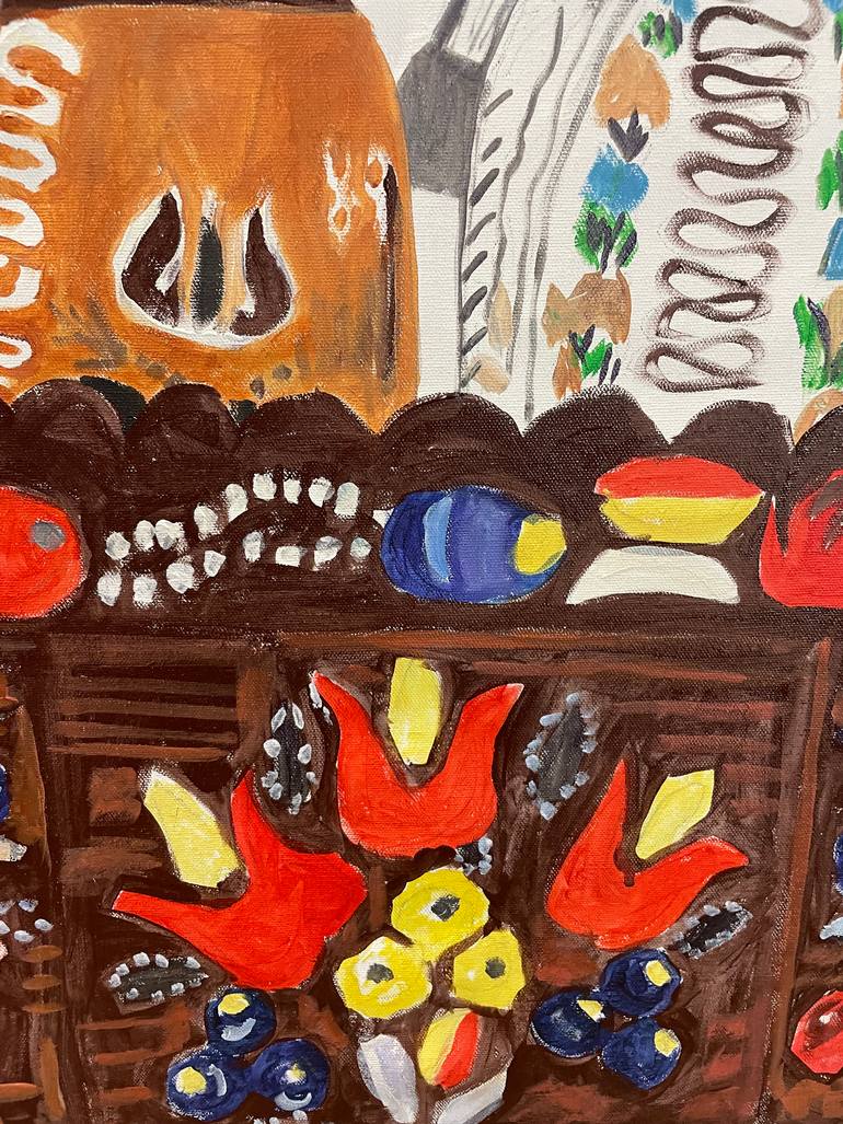 Original Folk Rural Life Painting by Szabo Eszter