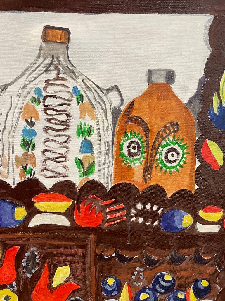 Original Folk Rural Life Painting by Szabo Eszter