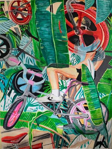 Print of Figurative Bicycle Paintings by Szabo Eszter