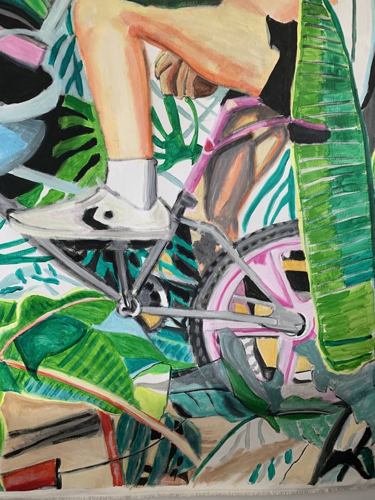 Original Figurative Bicycle Painting by Szabo Eszter