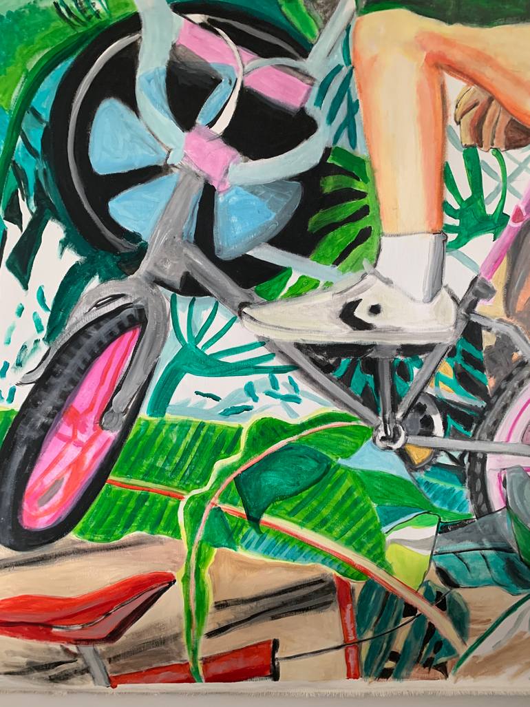 Original Figurative Bicycle Painting by Szabo Eszter