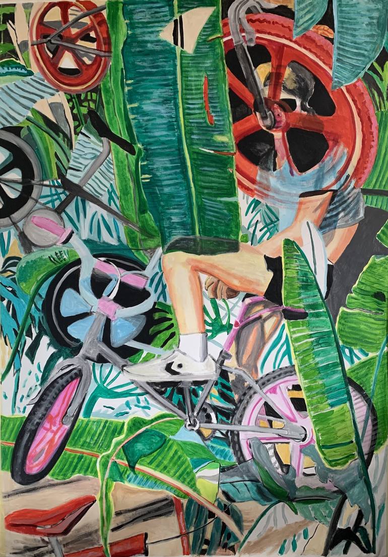 Original Bicycle Painting by Szabo Eszter