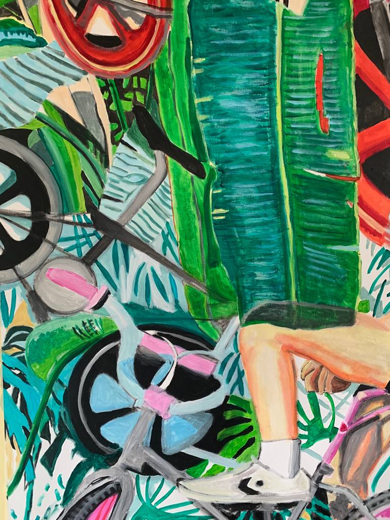 Original Figurative Bicycle Painting by Szabo Eszter