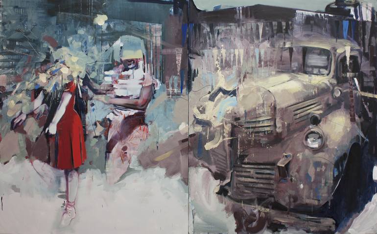 Original People Painting by Bartosz Beda | Abstract Expressionism Art on Canvas | Magic of the West | Original Painting | Bartosz Beda