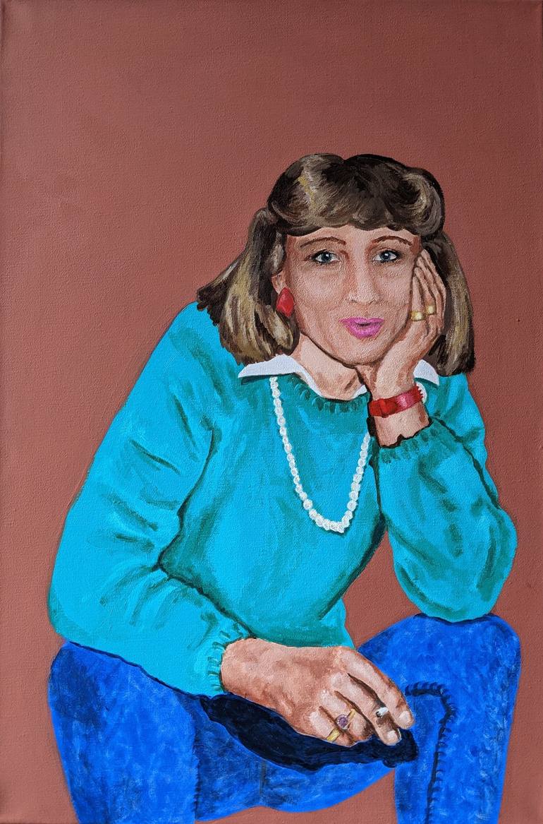 90s brows, collar and pearls Painting by Davina Wilson | Saatchi Art