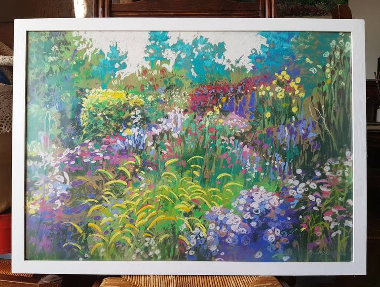 Original Impressionism Garden Painting by Anna Kropiowska