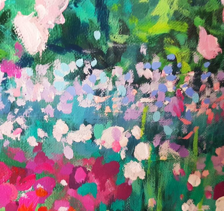 Original Impressionism Garden Painting by Anna Kropiowska