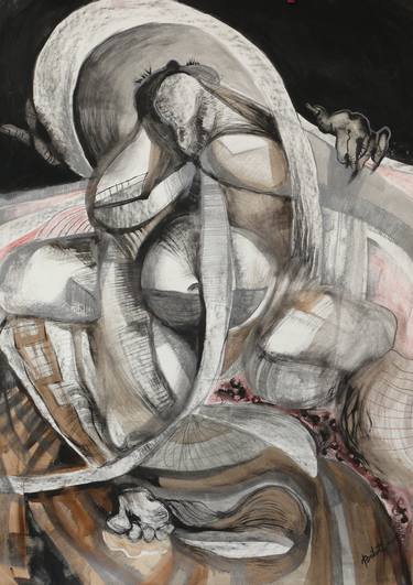 Original Abstract Expressionism Body Drawings by Brilanta Kadillari
