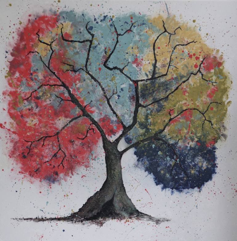 Colourful Tree Painting by Linda Karslake | Saatchi Art