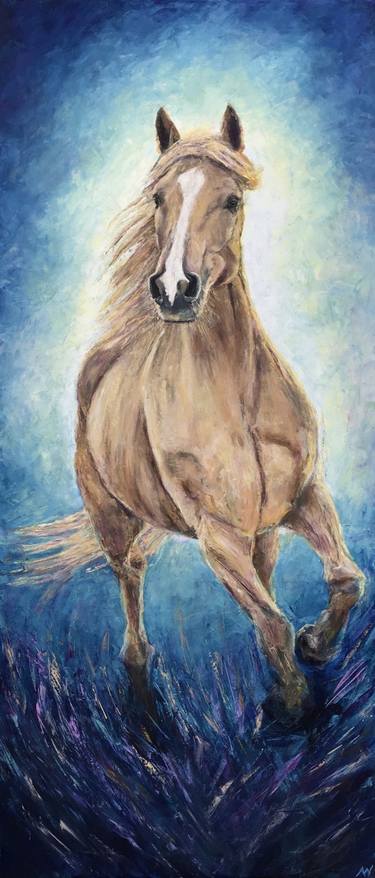 Original Figurative Horse Paintings by Anne-Marie Verdel