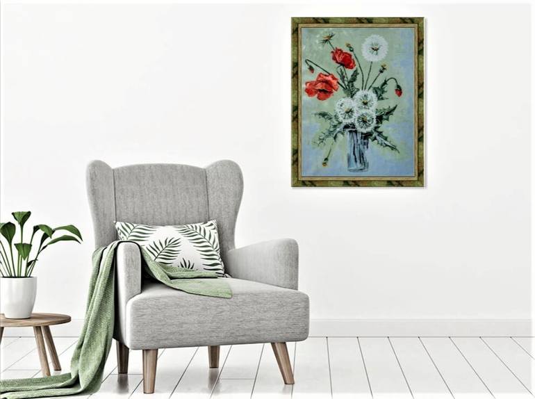 Original Abstract Expressionism Floral Painting by Brester Tatiana