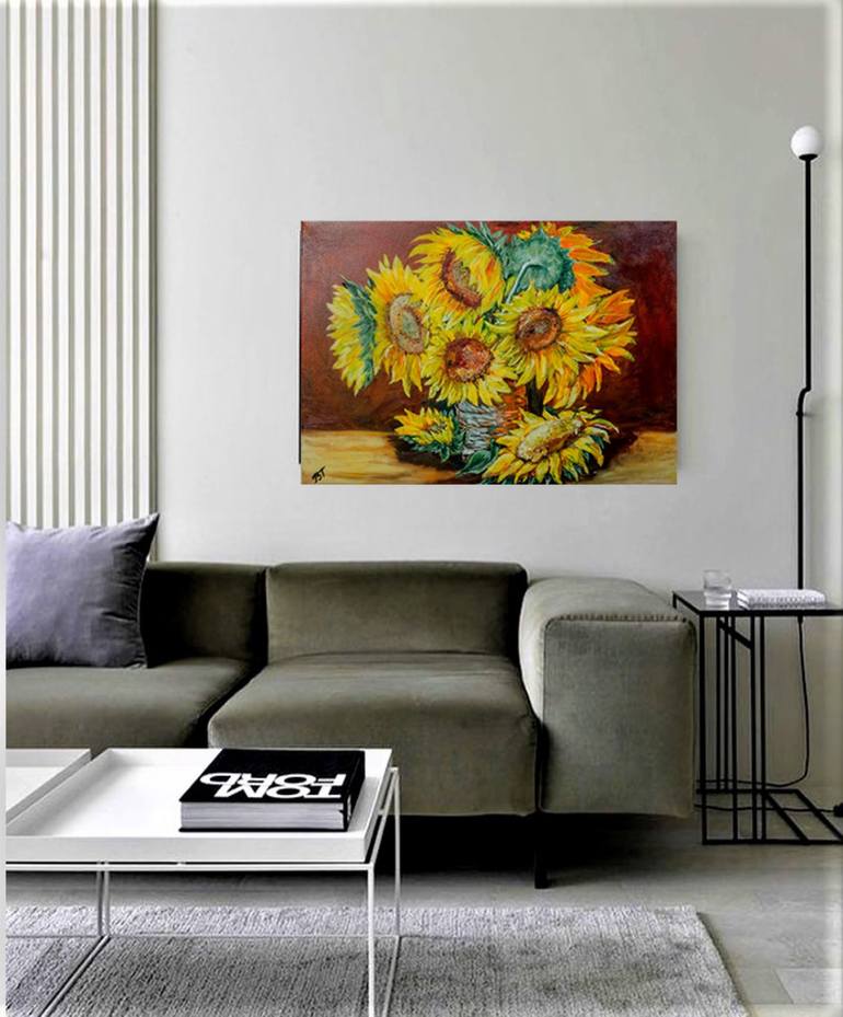 Original Art Deco Floral Painting by Brester Tatiana