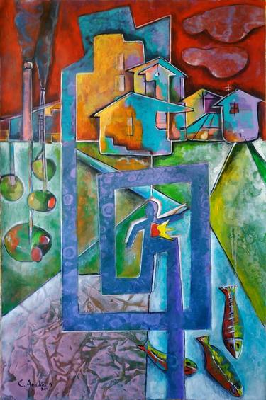 Original Expressionism Cities Paintings by Carlos Anabeil
