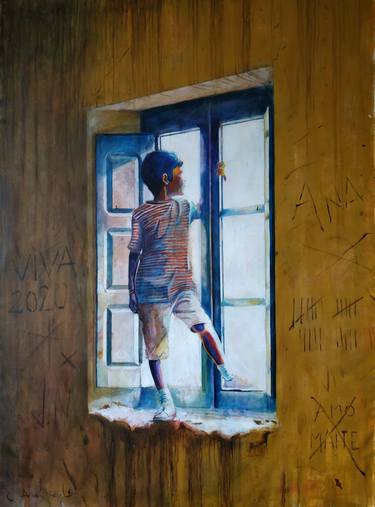 Original Figurative Kids Paintings by Carlos Anabeil