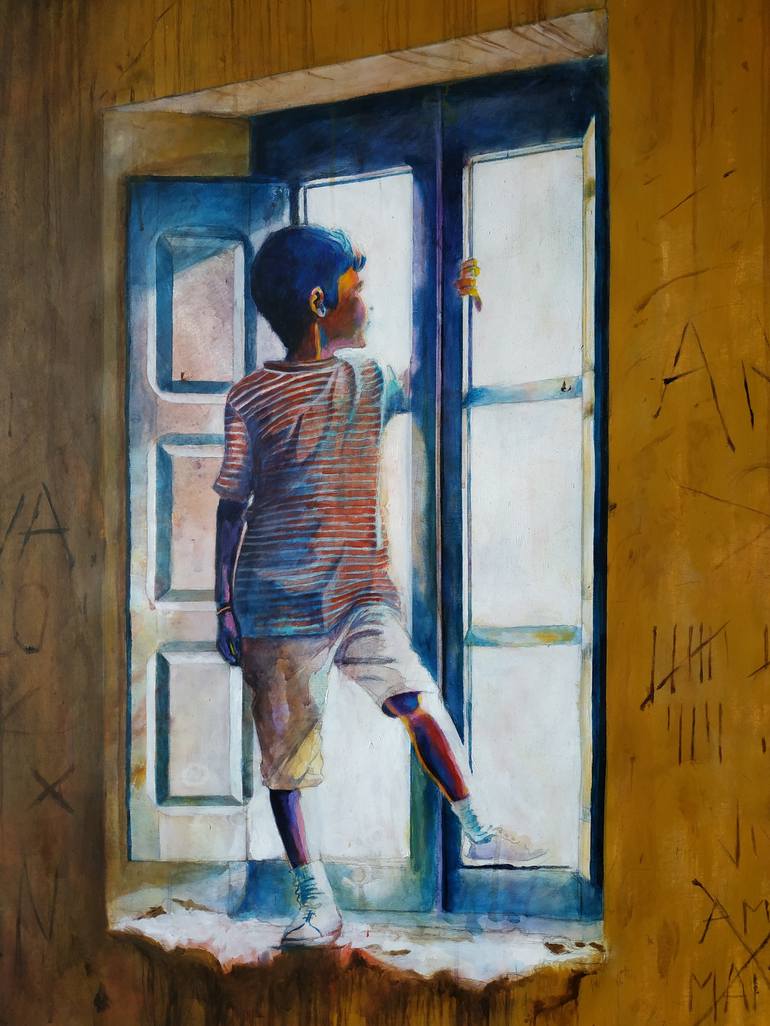 Original Figurative Kids Painting by Carlos Anabeil