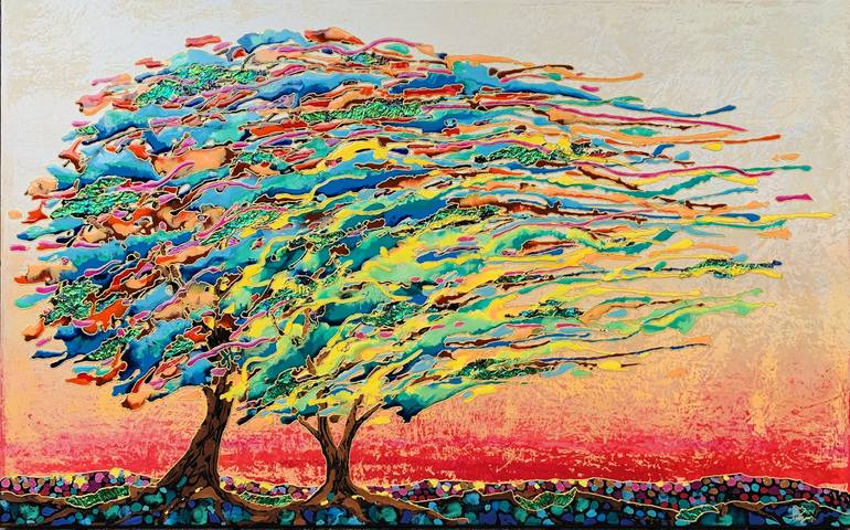 Windy trees Painting by Inna Deriy