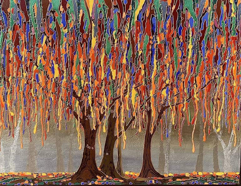 Windy trees Painting by Inna Deriy