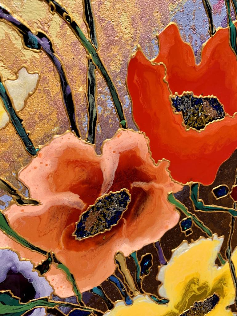 Original Art Deco Floral Painting by Inna Deriy