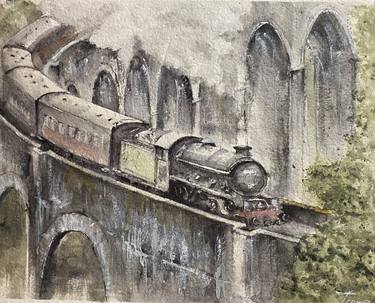 Original Fine Art Train Paintings by Irena Mladenova