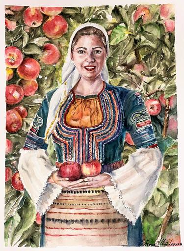 Bulgarian girl in traditional costume thumb