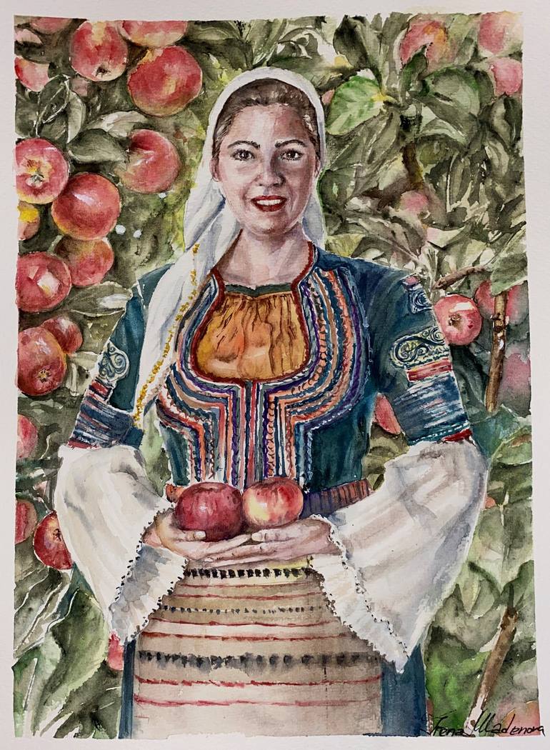 Original Folk Women Painting by Irena Mladenova