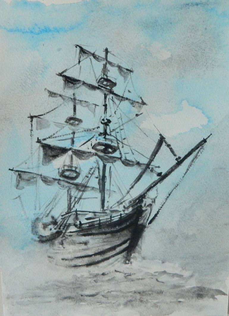 Pirate Ship Painting by Irena Mladenova