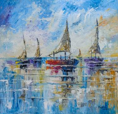 Print of Boat Paintings by Anthony Mwangi