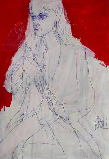 Print of Expressionism Portrait Drawings by Barbara Kroll