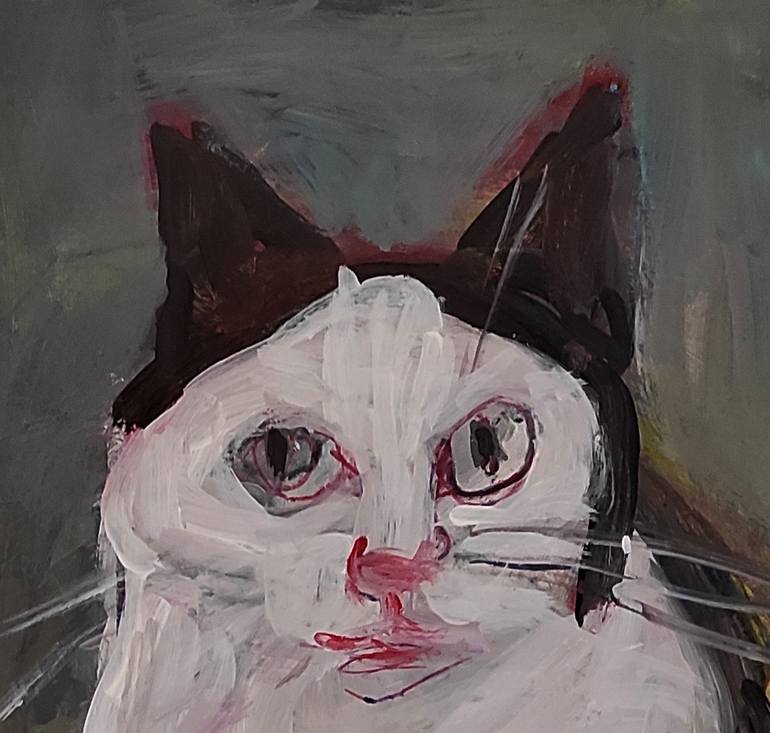 Original Expressionism Cats Painting by Barbara Kroll