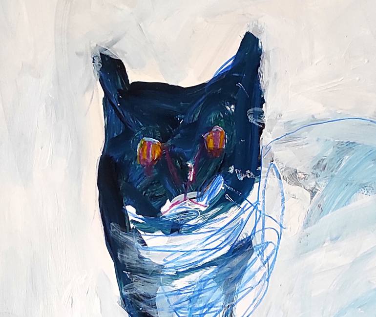 Original Expressionism Cats Drawing by Barbara Kroll