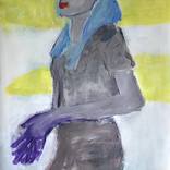 Woman with blue hair by Barbara Kroll