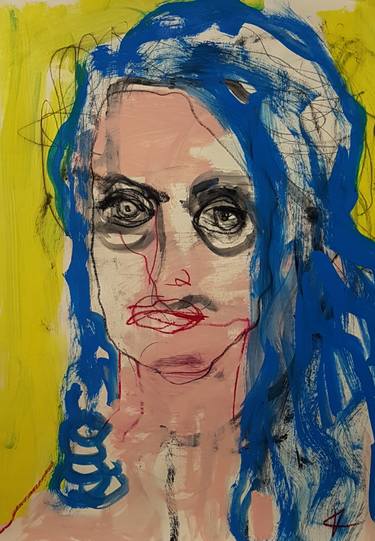 Original Expressionism Portrait Drawings by Barbara Kroll