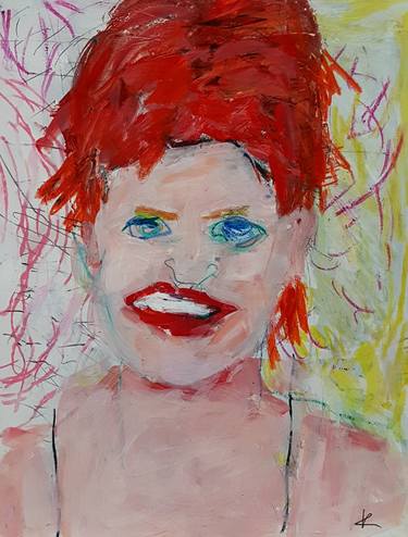 Original Expressionism Portrait Drawings by Barbara Kroll