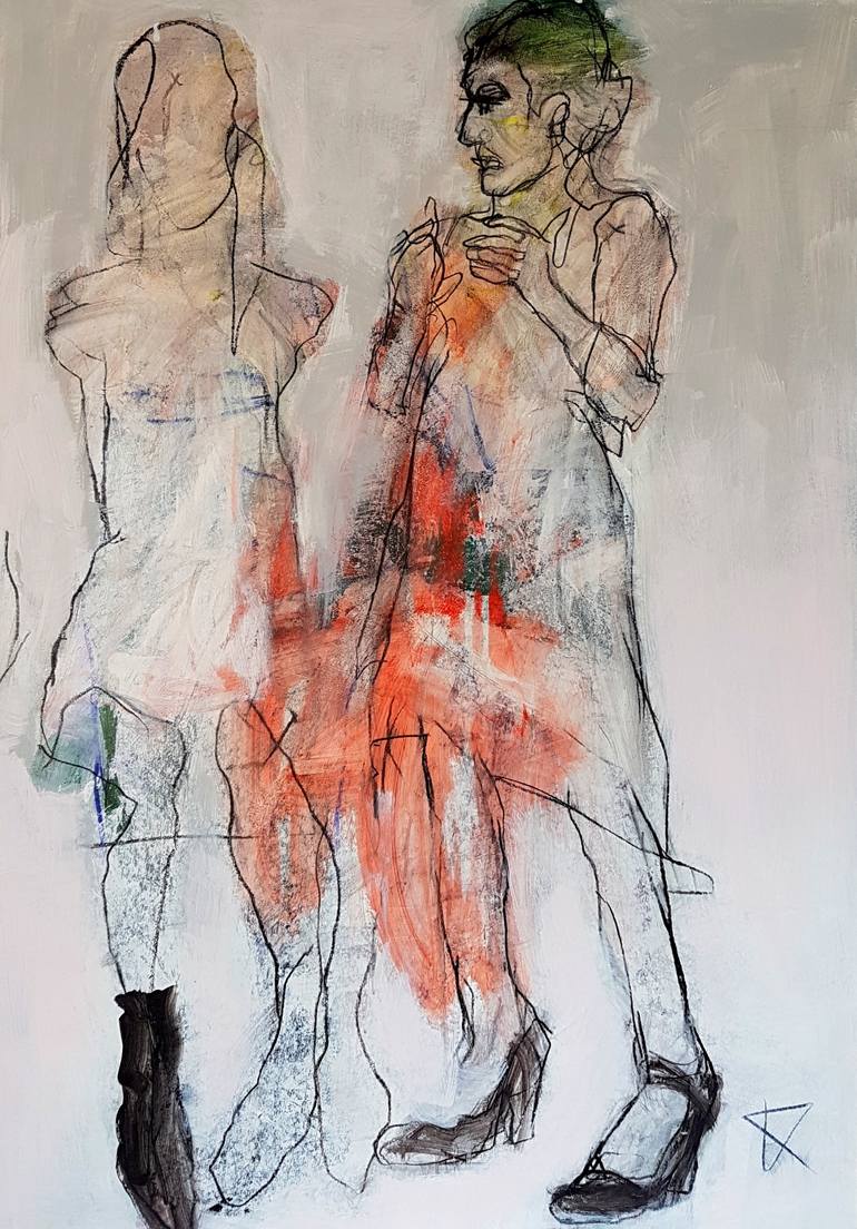 two woman Drawing by Barbara Kroll | Saatchi Art