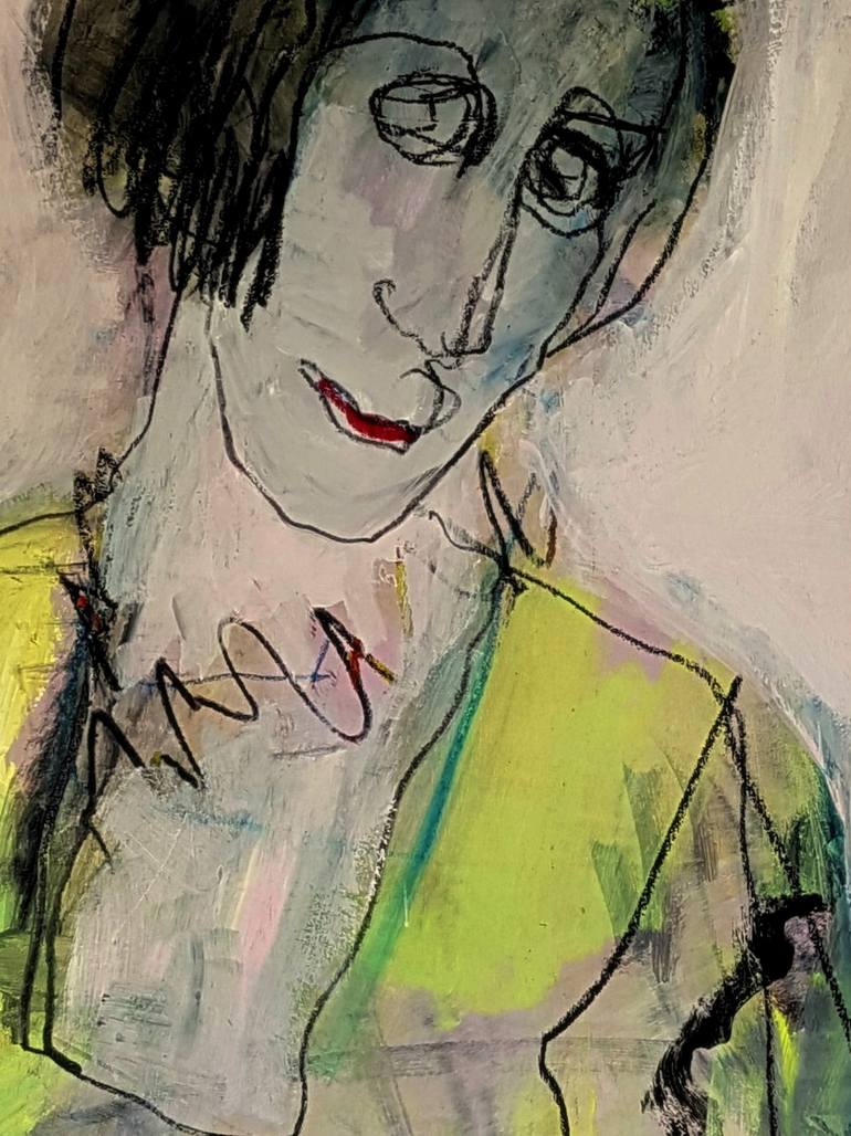 Original Expressionism Portrait Drawing by Barbara Kroll