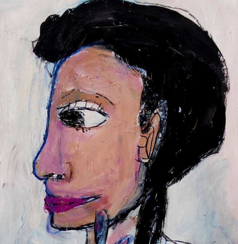 Original Expressionism Portrait Drawing by Barbara Kroll