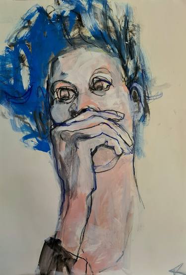 Original Expressionism Portrait Drawings by Barbara Kroll