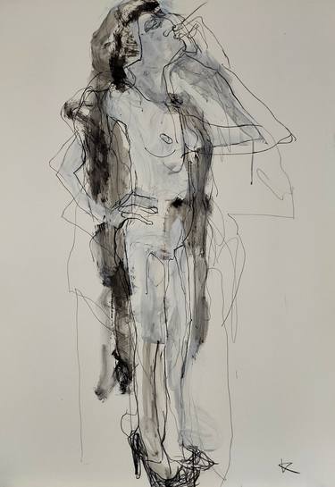 Original Expressionism Nude Drawings by Barbara Kroll