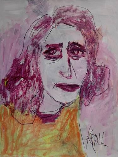 Original Expressionism Portrait Drawings by Barbara Kroll