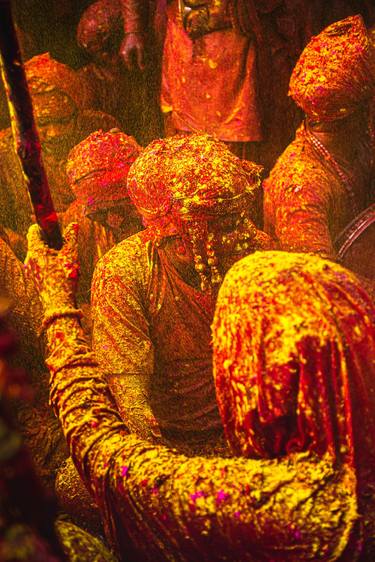 Dust of colours in traditional holi festival in india thumb