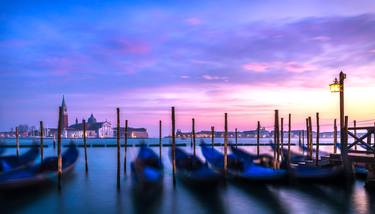 Parked Gondolas of Venice in Grand Canal thumb