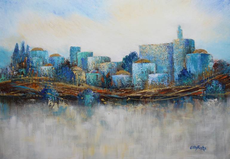 Original Conceptual Cities Painting by Gitty Fuchs