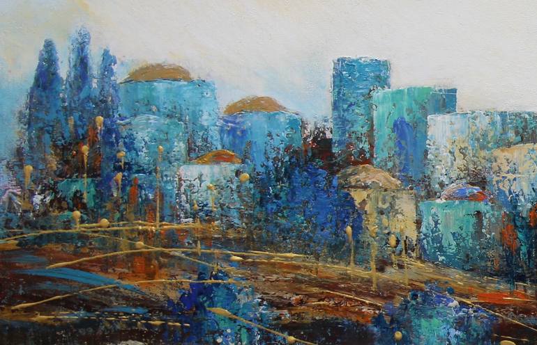 Original Conceptual Cities Painting by Gitty Fuchs