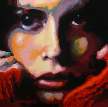 Woman portrait oil painting "Girl in red" thumb