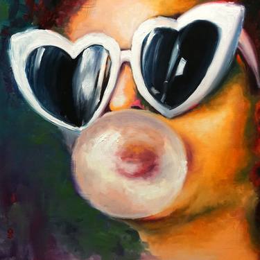 "Bubble gum" woman portrait Pop Art thumb